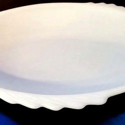 Milk Glass Fish Plater Microwave Over Safe