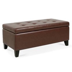 FREE Brown, Faux, Leather Ottoman With Storage Compartment