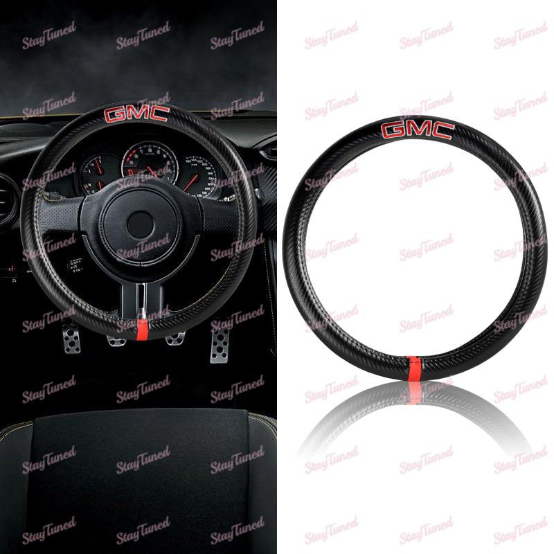 15" Diameter Car Steering Wheel Cover Carbon Synthetic Leather For All GMC New -(3-SWC-GMC-CF