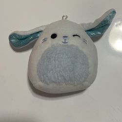 Squishmallows White & Blue Bunny Mini Plush Clip NWT