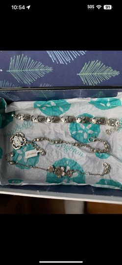 Three Brighton Silver Bracelets Flowers