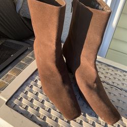 Brown Suede Wedge Boots Size 8