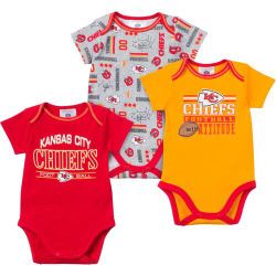 Kansas City Chiefs 3 Pack Onesies Set 3-6 Months
