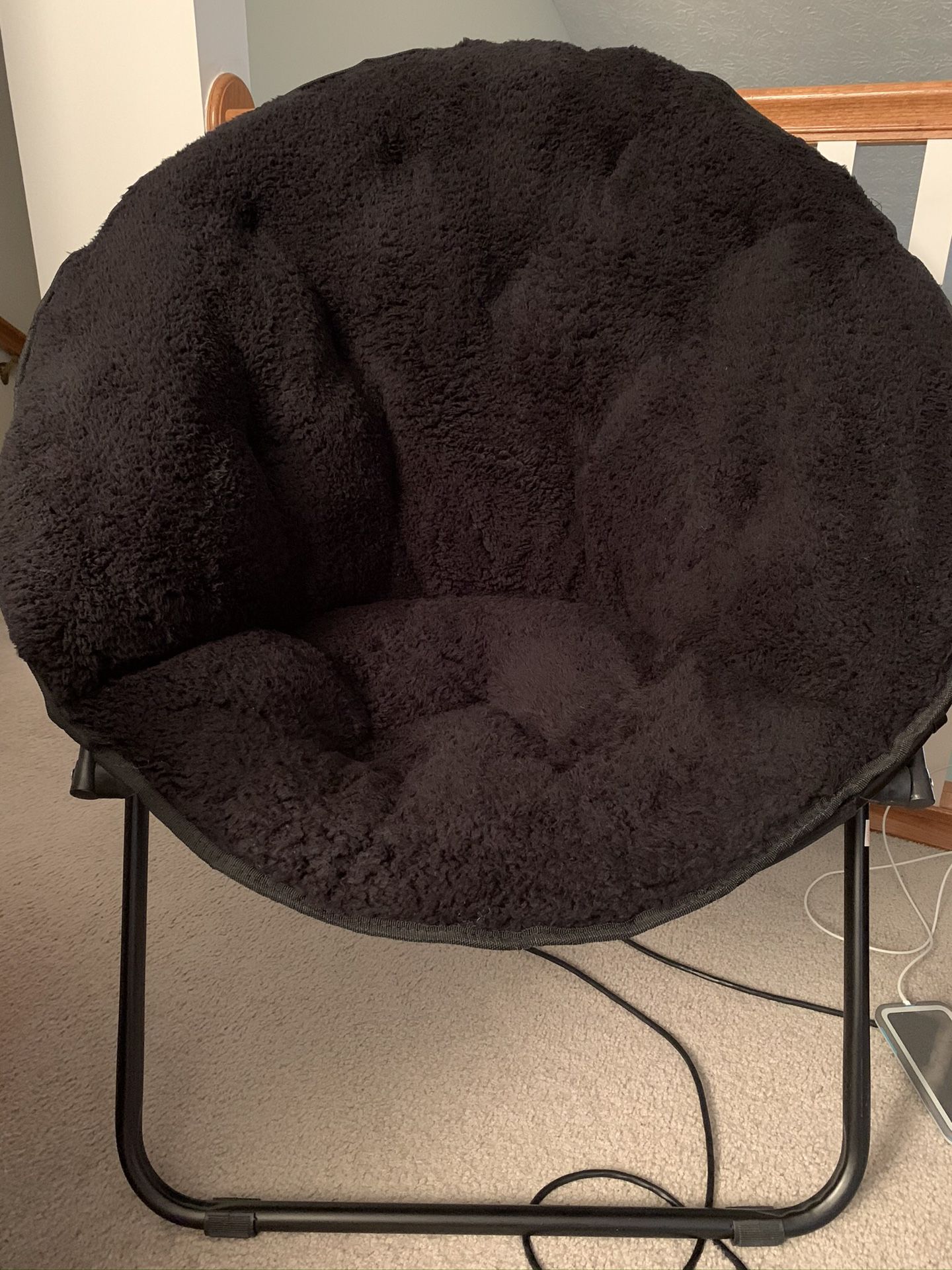 black fuzzy chair