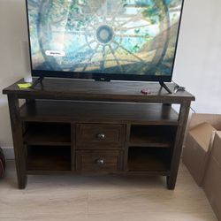 Dark Wood Media Console – Modern / Farmhouse Style