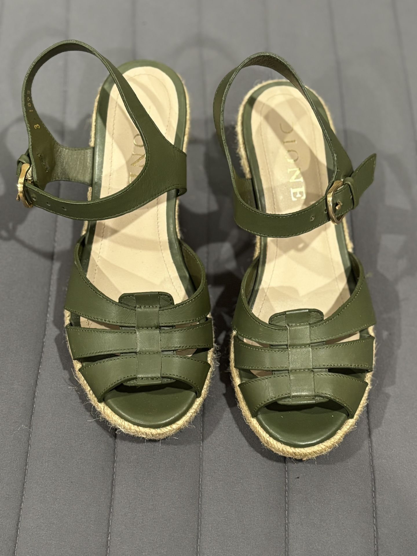 Dione Green Wedge Espadrille Sandals