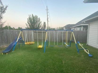Sportspower Super 10 Metal Swing Set with Saucer Swing, Standing Swing, Teeter-Totter and Heavy duty