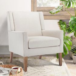 COLAMY Modern Wingback Living Room Chair, Upholstered Fabric Accent Armchair, Single Sofa Chair with Lounge Seat and Wood Legs for Office/Bedroom/Read