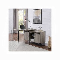 💎GRAY OAK / BLACK FINISH L SHAPE DESK HOME OFFICE💎