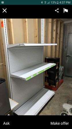 Commercial shelf 8 qty in stock of the bottom shelves $5 each .shelf. I also have the shelving unit " feet" $5 each
