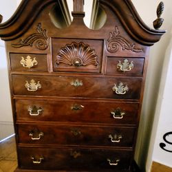 Antique Vintage Old Thomasville Mahogany SOLID Wood Wooden Dresser Chest Highboy