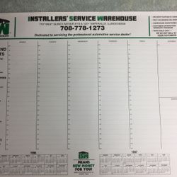 Automotive themed desktop daily schedule pads, 4 available .