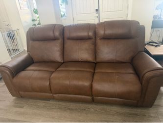 Abbyson Gelson Leather Manual Reclining Sofa Collection - Brown