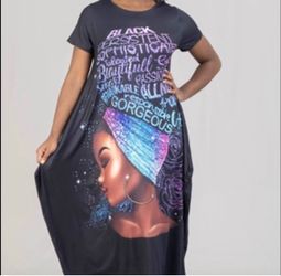Black Graphic Print Maxi T-Shirt Dress