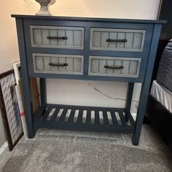 (2) Blue Side Tables with (4) Grey Drawers