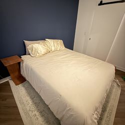 Queen Solid Wood Platform Bed Frame + Optional Queen 13" Hybrid Mattress