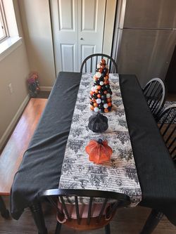 Solid wood dining table with chairs