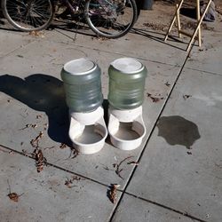 Two Large Gravity Automatic Feeders Dogs Cats