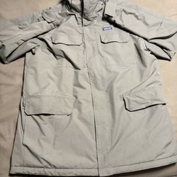 Patagonia Isthmus Fleece Parka Jacket Mens XXL Green Hooded Winter Coat