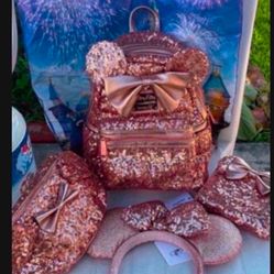 Disney Parks Exclusive - LoungefIy Mini Backpack - Rose Gold Set NWT Pick up location in the city of Pico Rivera 