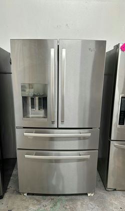 Whirlpool 4-Door Refrigerator (French Door Fridge with Drawer Freezer) Stainless Steel - Water Dispenser, LED Lighting