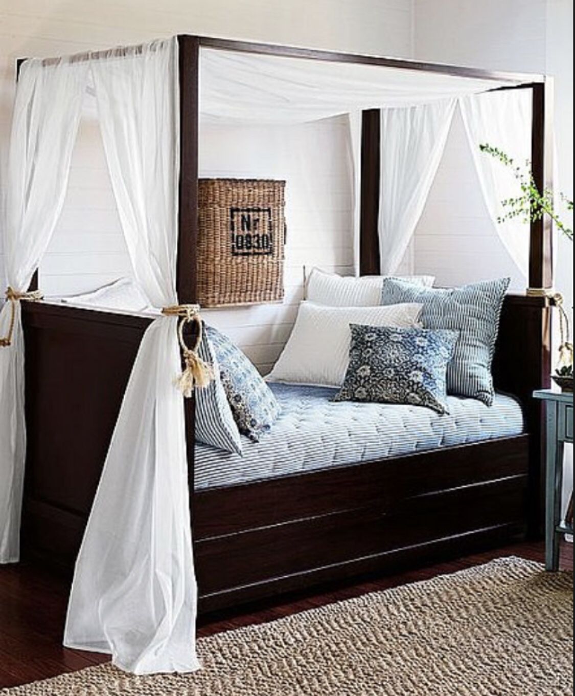Twin Size Canopy Bed Daybed With Slats Potterybarn Farmhouse Style