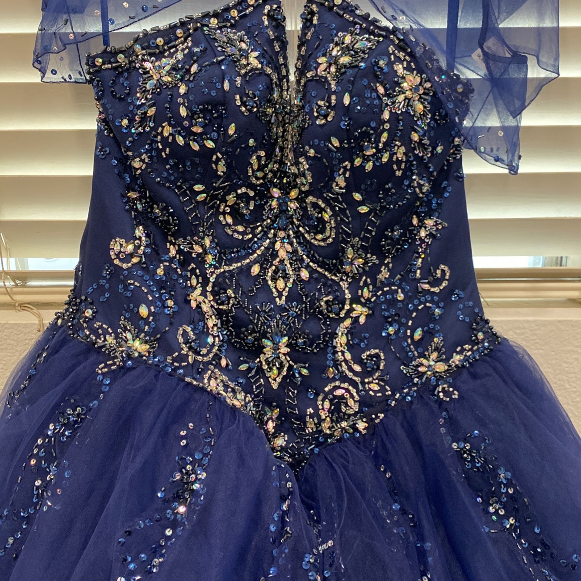 Navy Blue Quince Dress, Doll & Petticoat (not pictured)