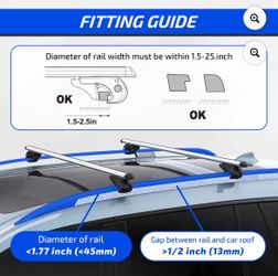 BRAND NEW - Ozark Trail Sliver Aluminum Universal Adjustable Roof Rails with Locks for Raised Roof Crossbars