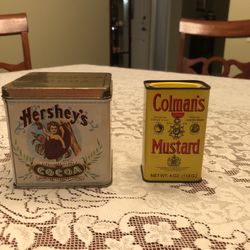 2 Collectible Vintage Tins, Hershey’s Cocoa And Colman’s Mustard.