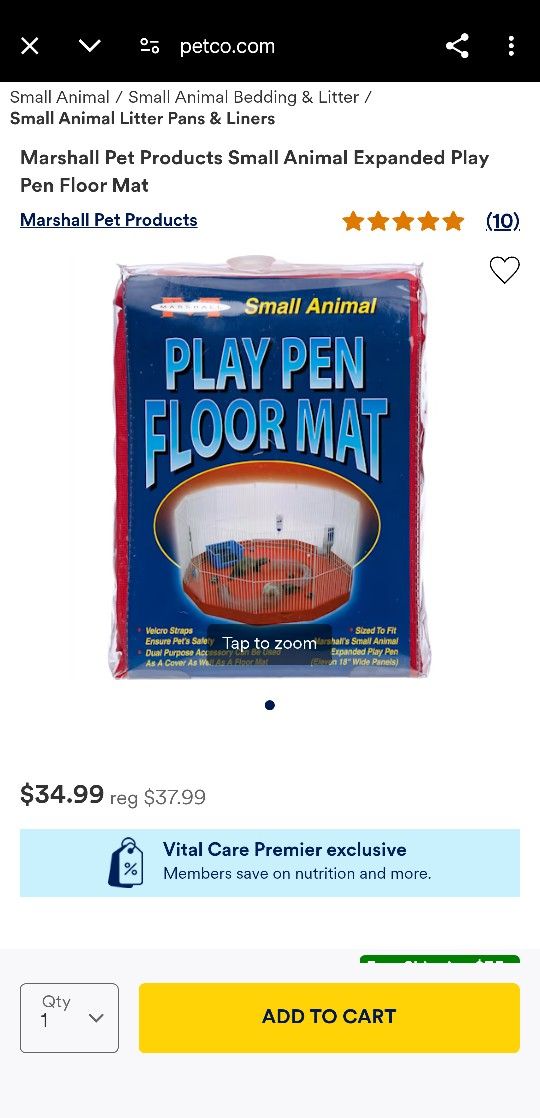 Small Animal Play Pen Floor Mat, Ferret, Rabbit, Guinea Pigs,