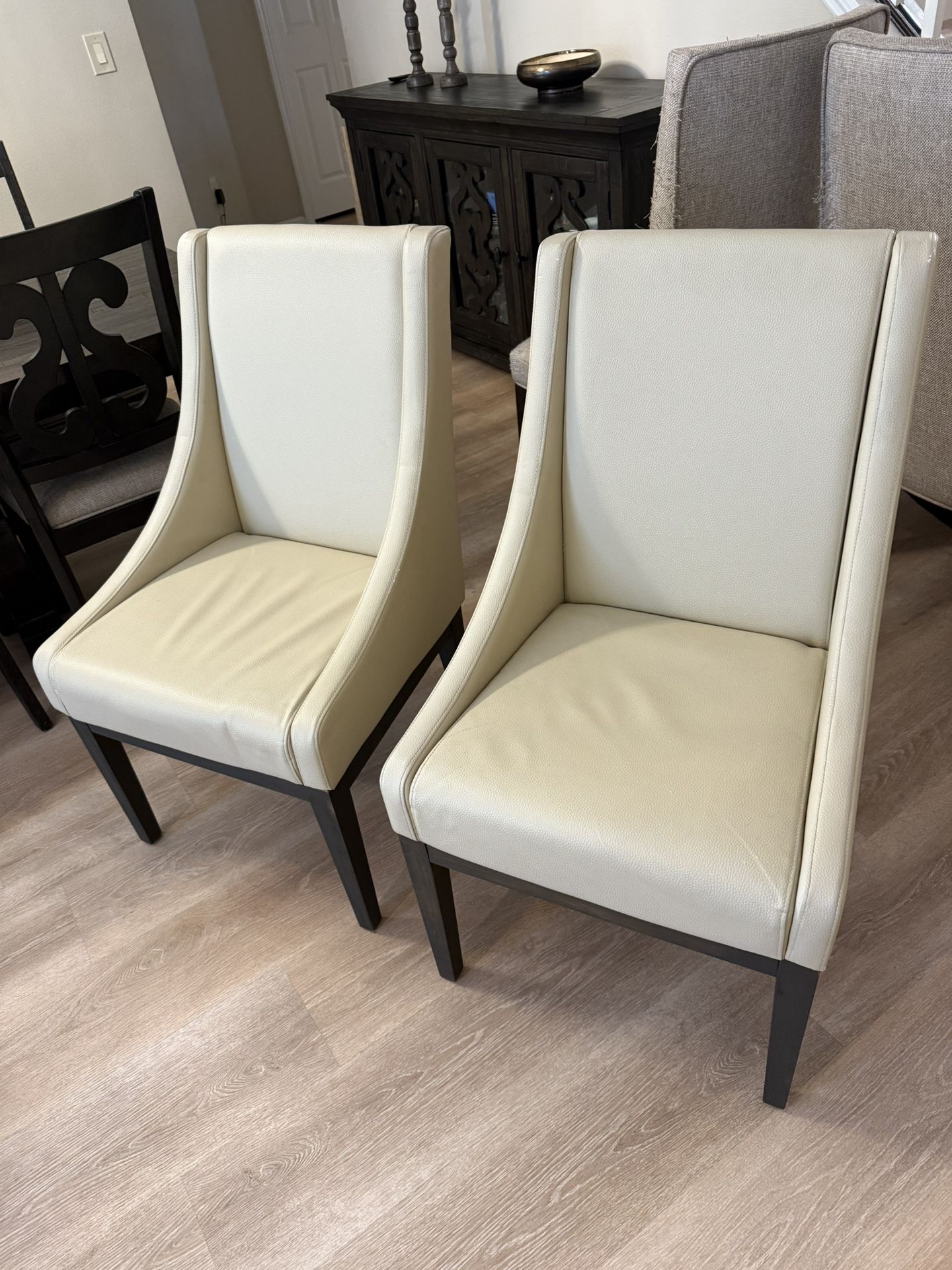 2 Beige Leather Chairs
