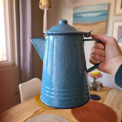 Vintage Enamel Coffee Pot, Camping Coffee Pot 