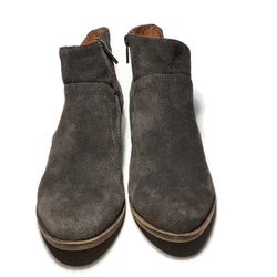 Lucky Brand Brolley Dark Brown Suede Leather Ankle Boots Booties - Size 8.5, 