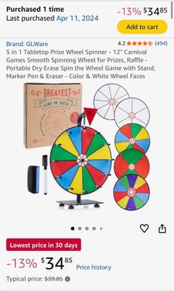 5 in 1 tabletop prize wheel spinner