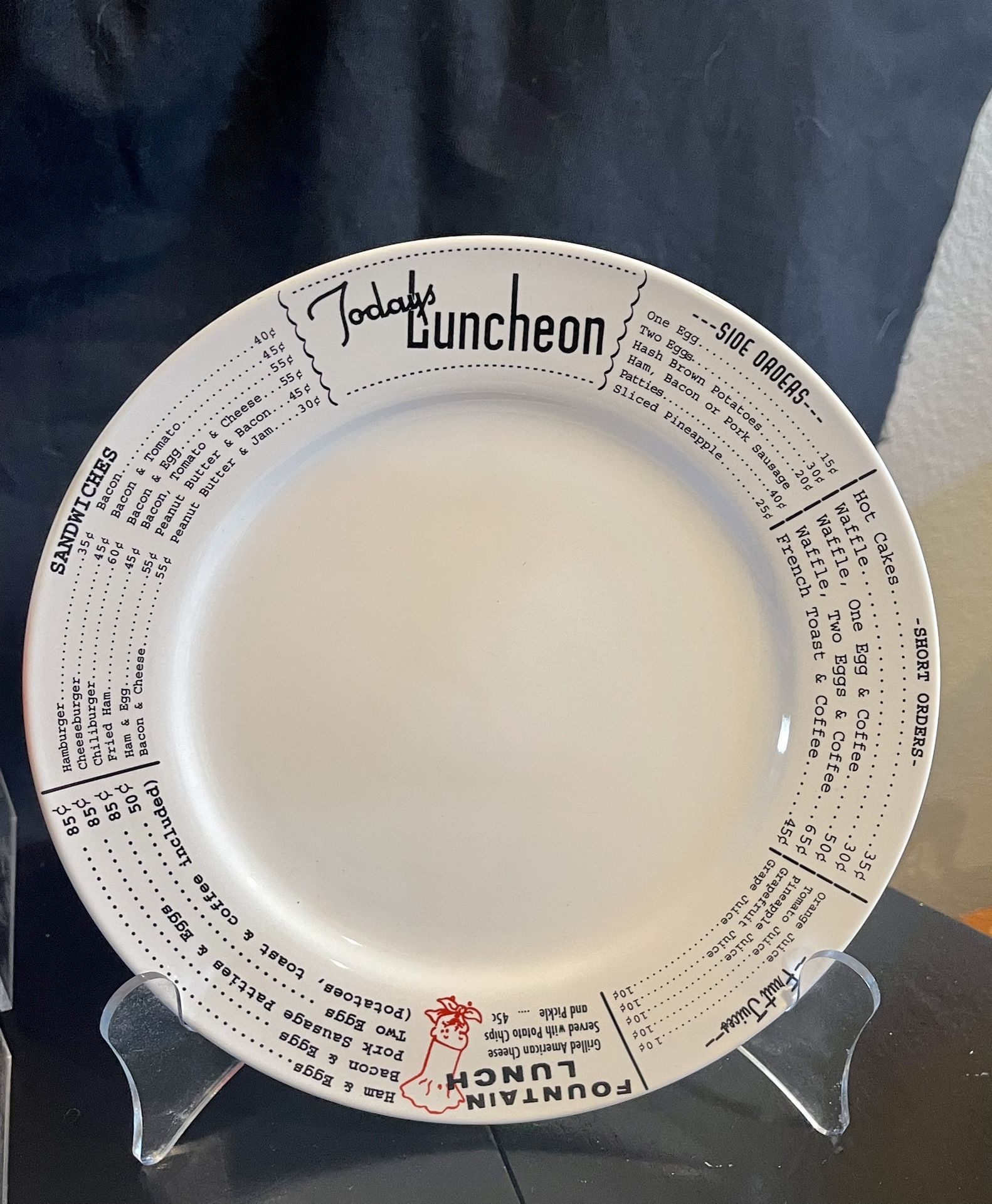 Set Of Four Rosanna Fountain Lunch Menu Plates