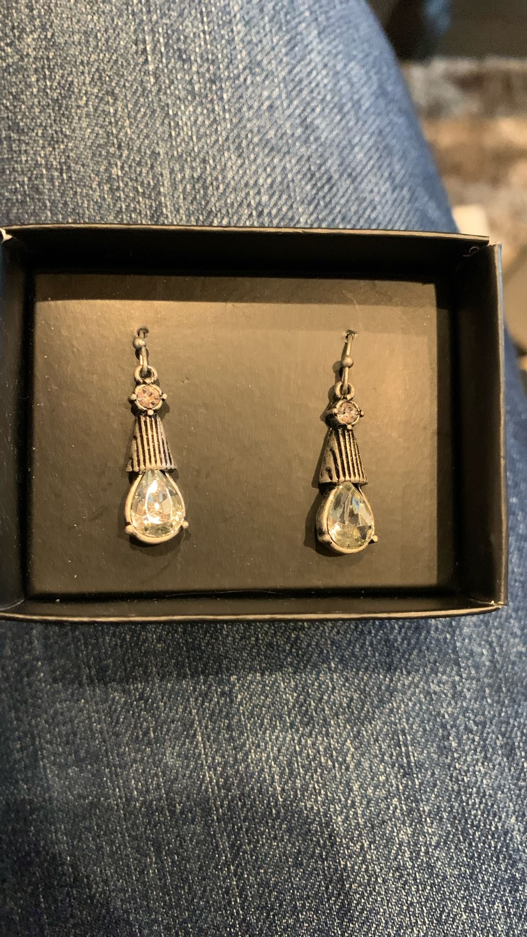 Avon Brand New Silver tone Rhinestone Drop Earrings