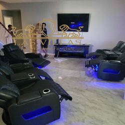 Brand New DUBAI 3PC Black Power Reclining Set