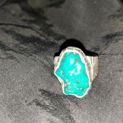 Signed Native Indian Turquoise Ring 