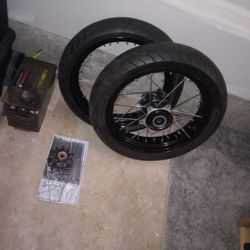 Hubs Just Got Black Galaxy Painted Spokes Just Got Chromed. U Do The Rest 17 In DID Supermoto Rims Front 3 Rear 3.5 Inches