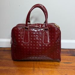 Arcadia Glossy Patent Satchel in Burgundy
