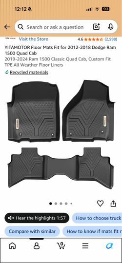 2013 Ram 1500 Rubber floor mats