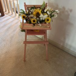 Vintage Baby Doll High Chair Floral Arrangement 