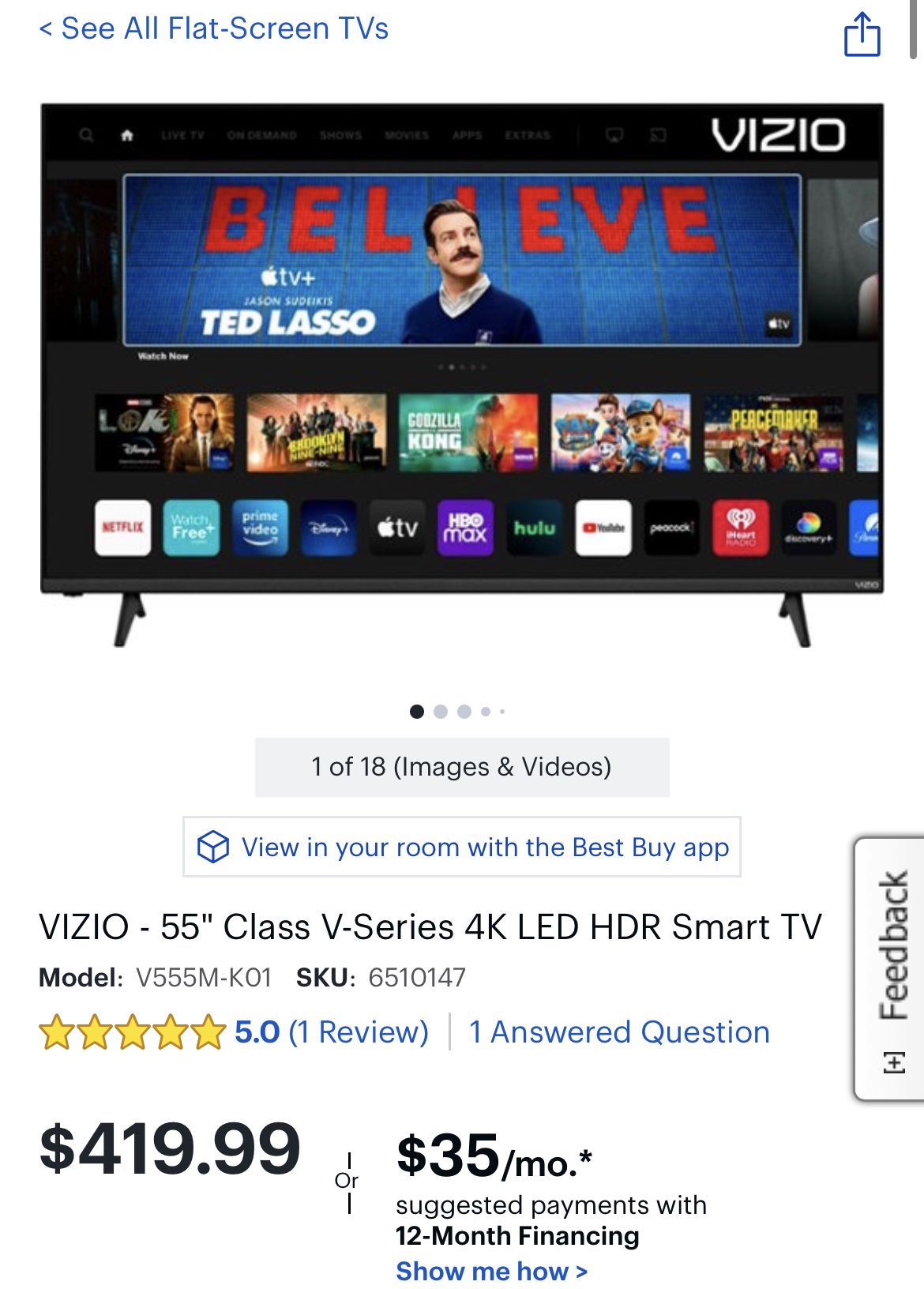 Vizio 55 Inch 4k Smart TV