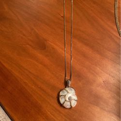 Judith Ripka .925 Sterling And Mother Of Pearl And CZ Pendant