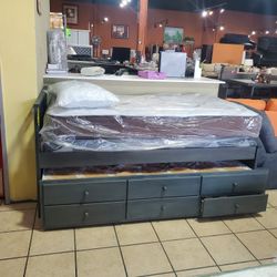 Cama Individual Doble Con Cajones