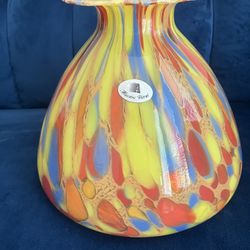 Murano Glass Vase Colorful Spot/Made in Italy