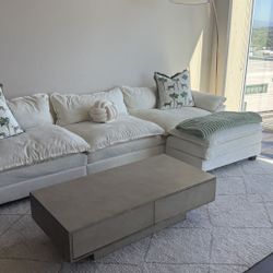 Japandi Concrete Gray Coffee Table