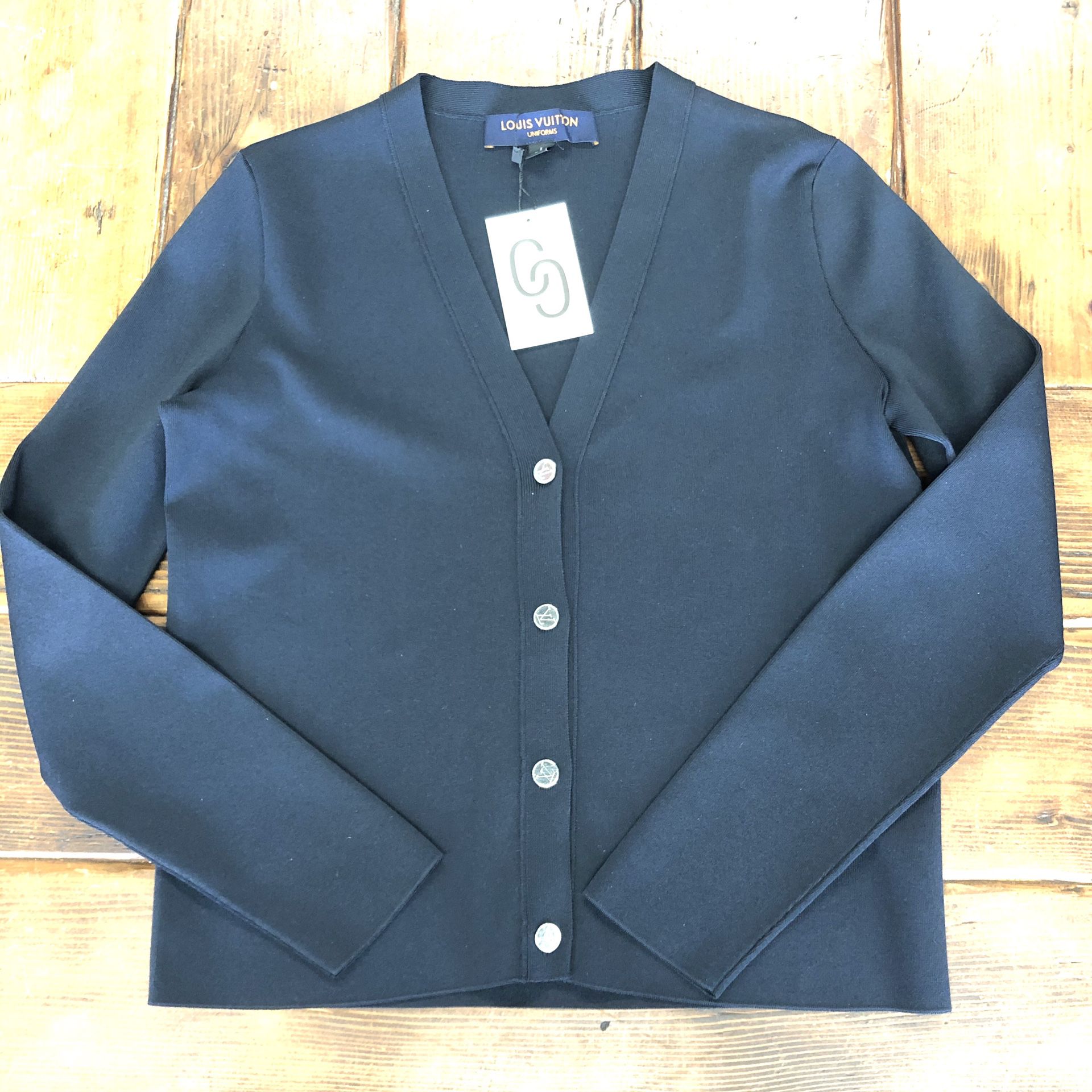 WE ARE OPEN! Louis Vuitton navy blue cardigan with LV bottoms like new