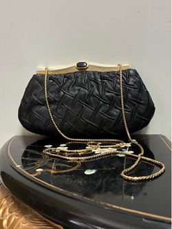 Judith Lieber Black Leather Clutch