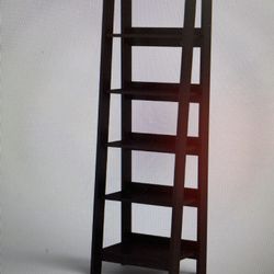 Bookcase Modern Freestanding Storage Unit Ladder Style 5-tier Shelf Unit Black Wood